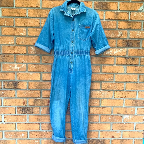 Vintage blue denim Jean jumpsuit romper 80’s 90’s Size XS or Size 2 or 4 RARE - Picture 3 of 13